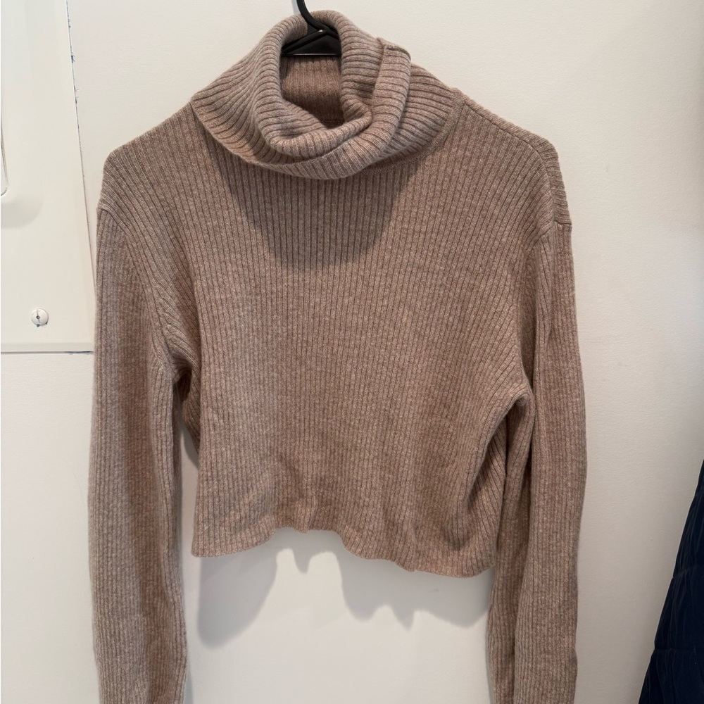 Reformation Cashmere Taupe Cowl Neck Sweater